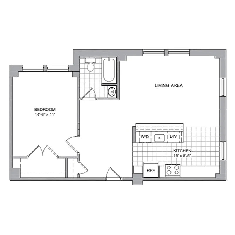 Floor plan 1 Bedroom - H