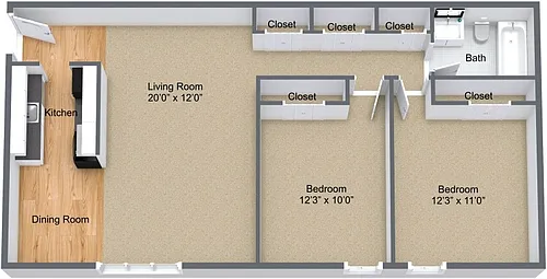Floor plan 2 Bedroom Apartment Home
