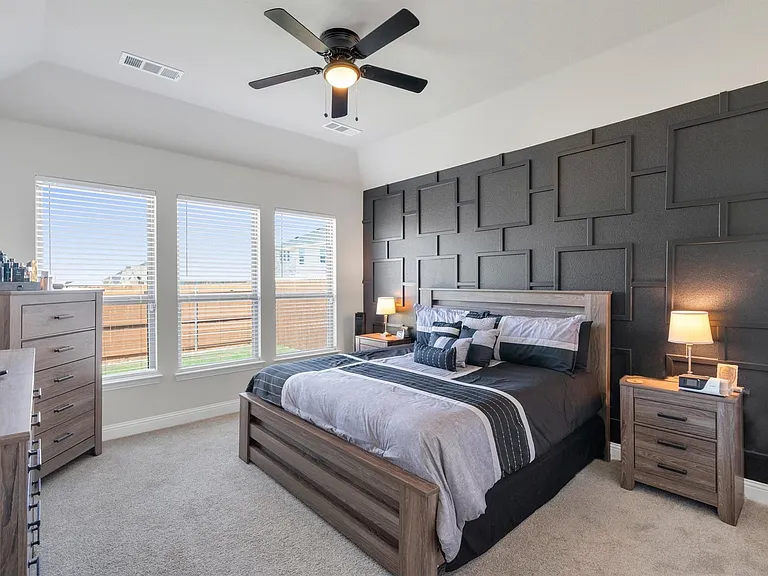 Accent wall with geometric trim detailing