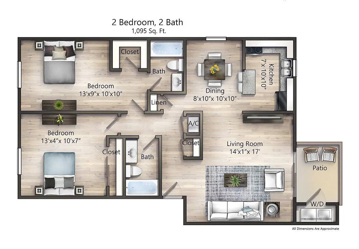 Floor plan 2 Bedroom 2 Bath