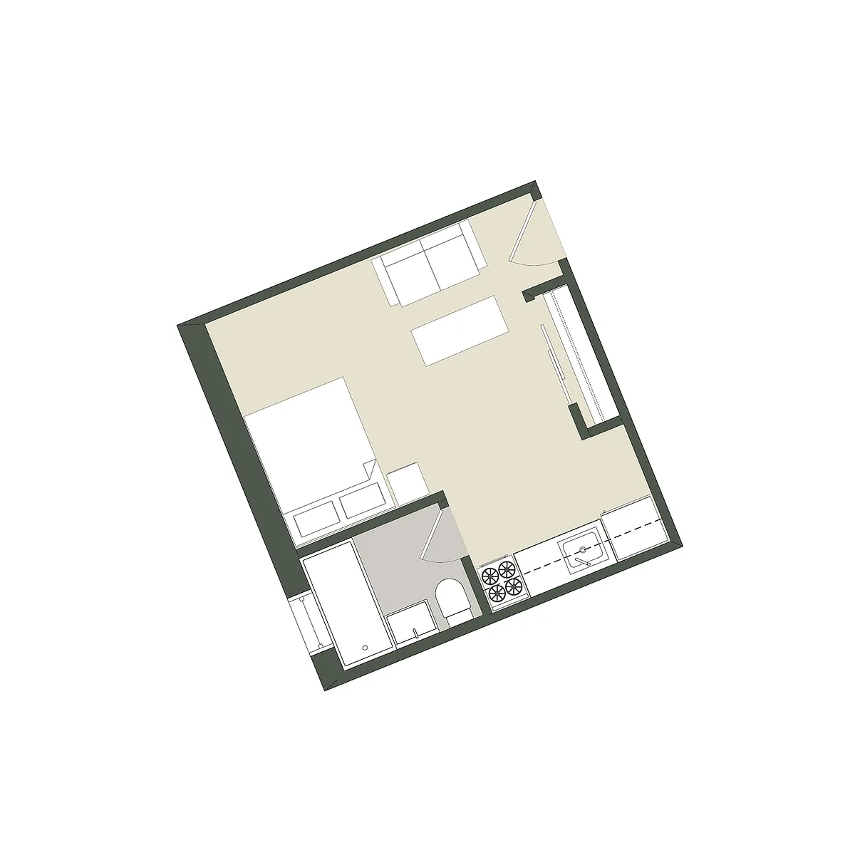 Floor plan Studio- Tier 16