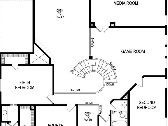 Brentwood 3FS w Media Second Floor Plan