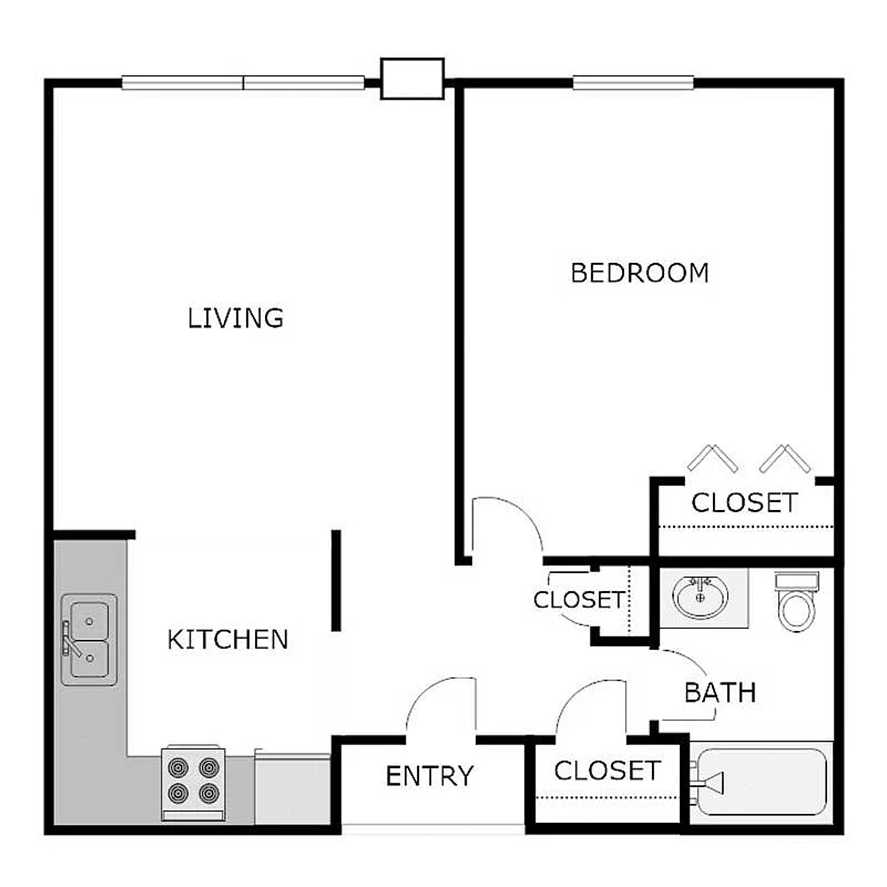 Floor plan 1 Bedroom 1 Bathroom