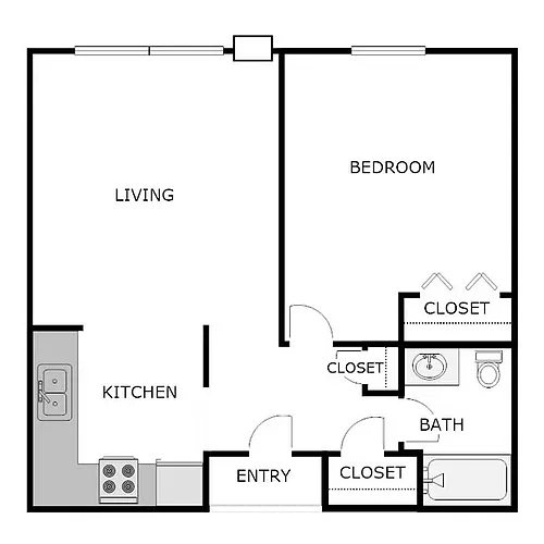 Floor plan 1 Bedroom 1 Bathroom