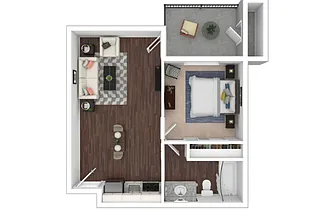 Floor plan One Bedroom - A1