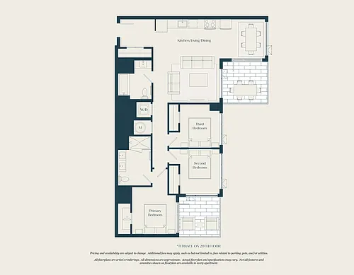 Floor plan 3 Bed - 2 Bath | C04