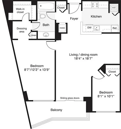 Floor plan 2 Bedrooms A