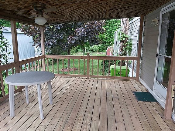 Deck has a ceiling fan.