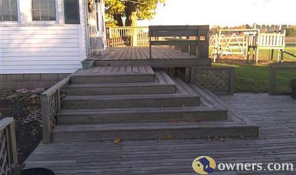 two tier deck on rear of house