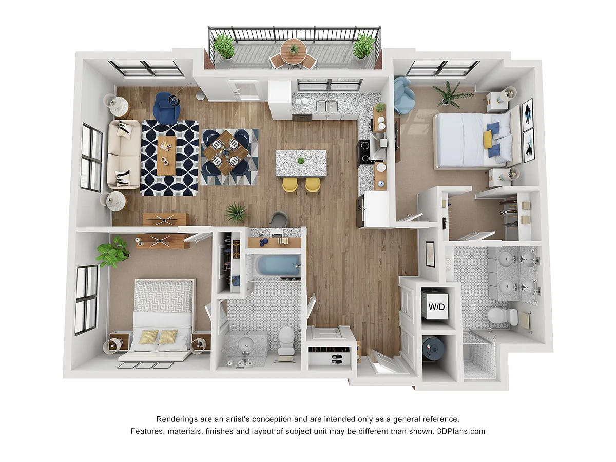 Floor plan 2 Bedroom, 2 Bathroom
