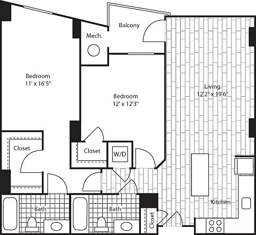 Floor plan 2 Bedroom- 1086
