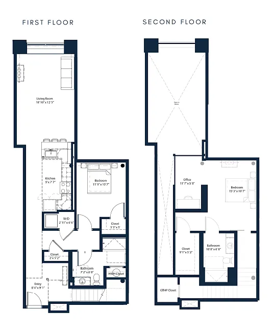 Floor plan Two Bedroom Loft Standard