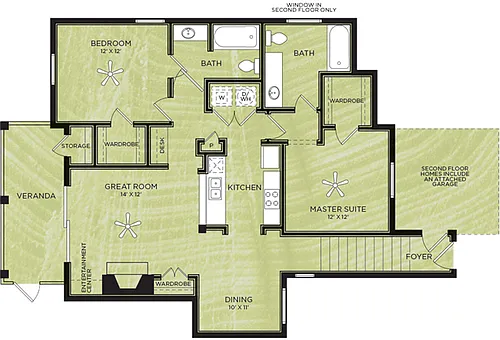 Floor plan B4: 2 Bed 2 Bath