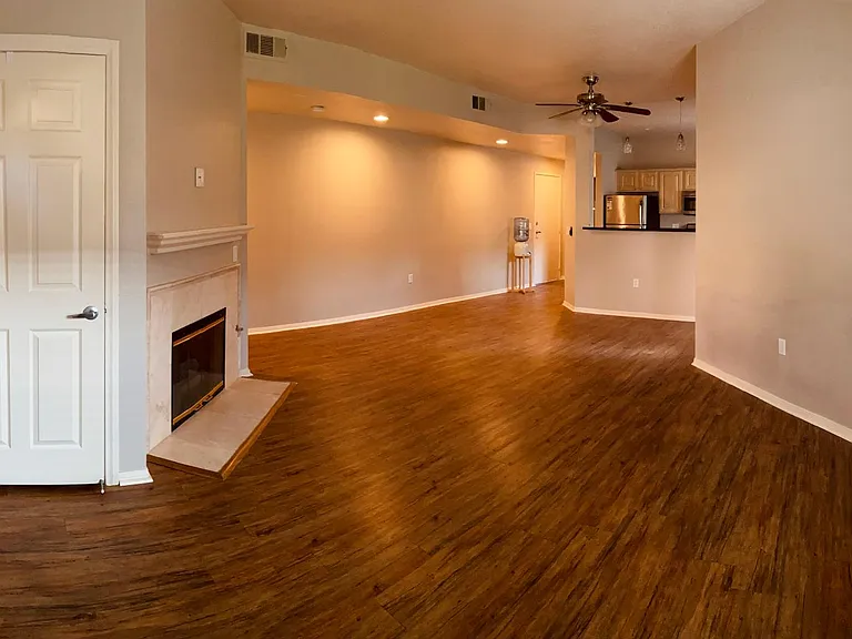 Front door on left, living room