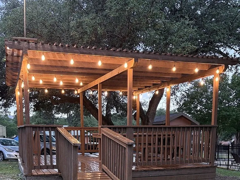 Relax or gather with friends in our shaded community gazebo at Sierra Ranch Apartments.
