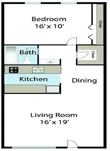 Floor plan 1bd/1ba
