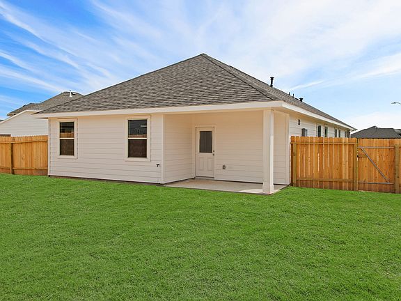 Covered patio in backyard