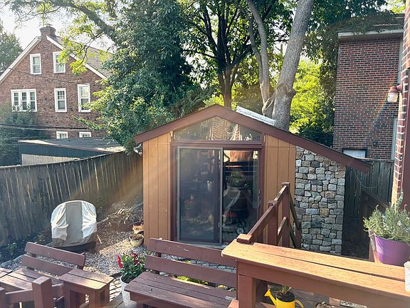 Large outdoor shed used for storage or out door bar.