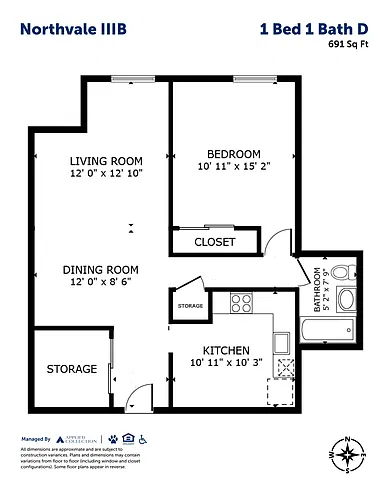 Floor plan 1 Bed 1 Bath D