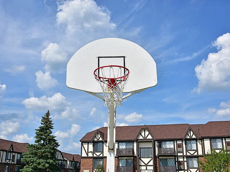 The basketball court at Charter Oak Apartments, Davison, Michigan
