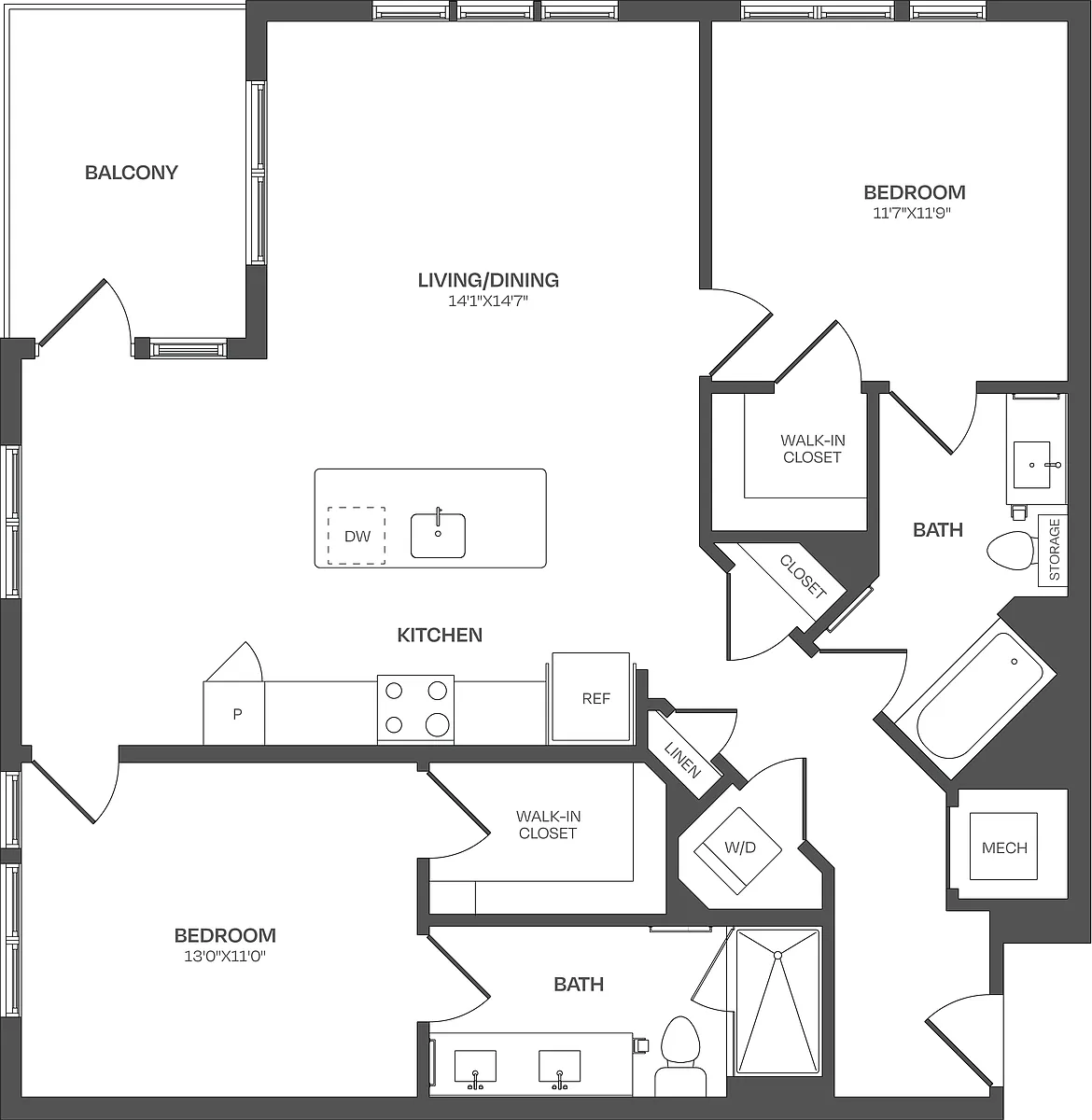 Floor plan 2 Bed/2 Bath-C20