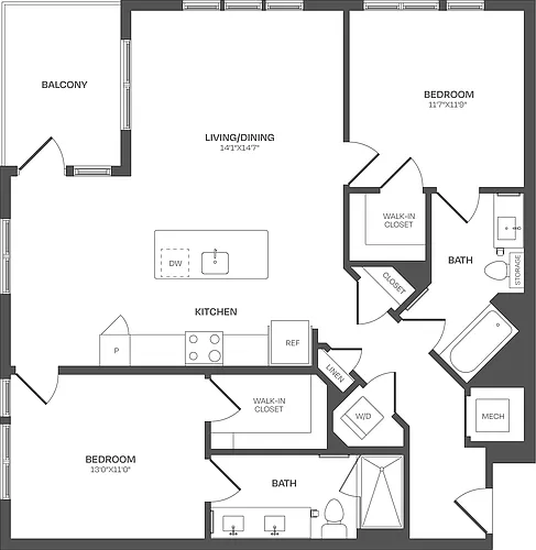 Floor plan 2 Bed/2 Bath-C20