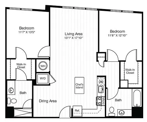Floor plan B3C 2 Bedroom 2 Bath