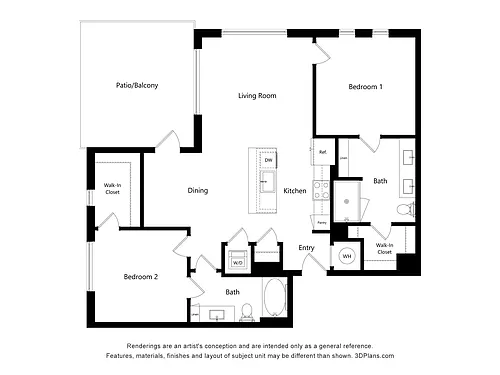 Floor plan 2 Bed/2 Bath-B3