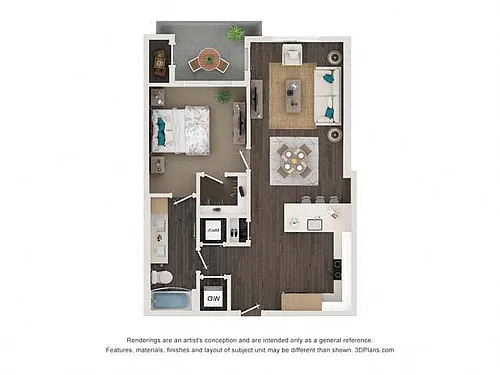 Floor plan A1 1x1 754 SF