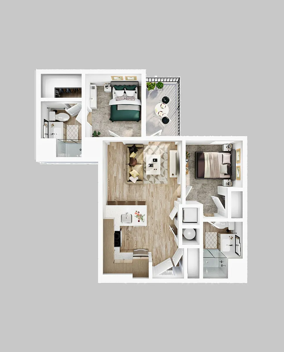 Floor plan 2BR/2BA - B2 Patio