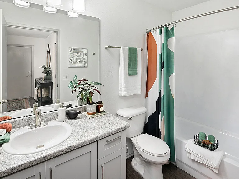 Spacious upgraded bathrooms with bathtubs