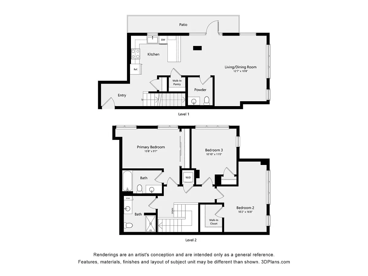 Floor plan Three Bed Two 1/2 Bath TH 1