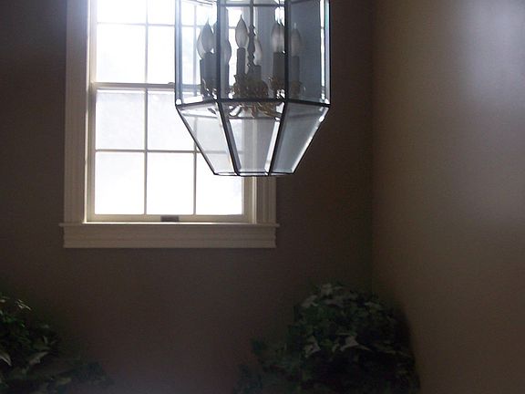 Front hall chandelier and window