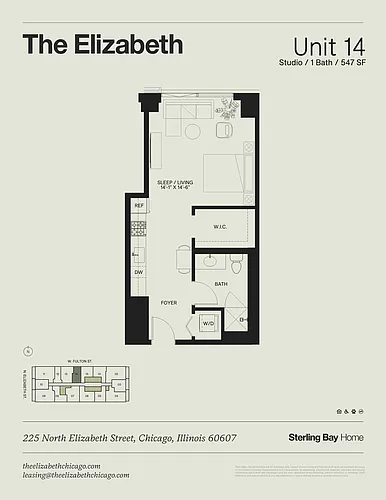 Floor plan 14 - Studio/1bath