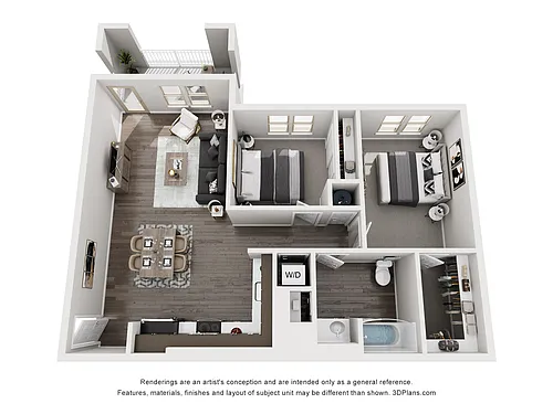 Floor plan 2 Bedroom 1 Bath - E
