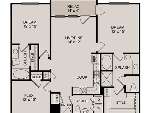 Floor plan C1/C2 2-2.5 Study