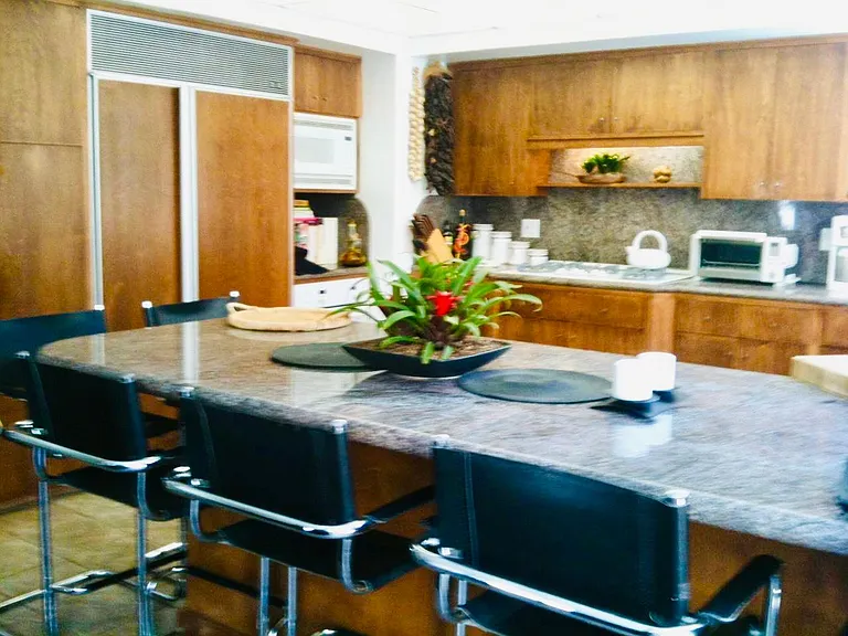 kitchen with sub zero refrigerator (staged)