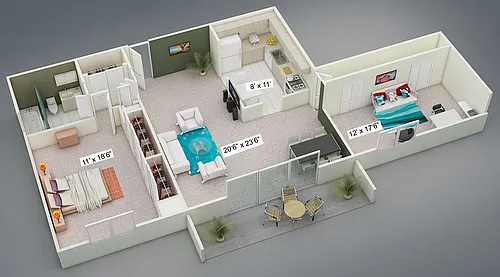 Floor plan Two Bedroom One Bath
