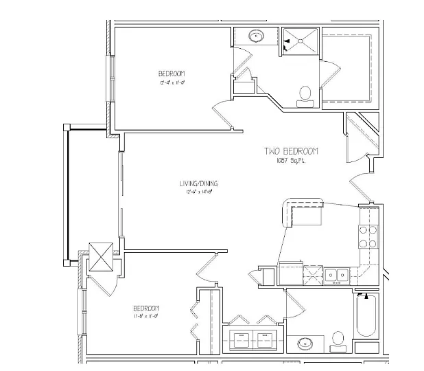Floor plan 2Bed/2Bath D2
