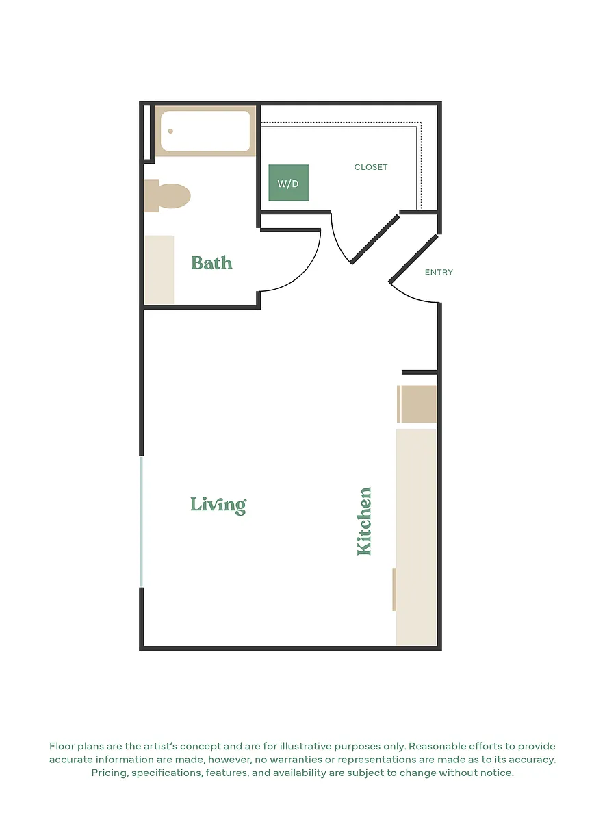Floor plan Studio, 1 Bath - Apt A