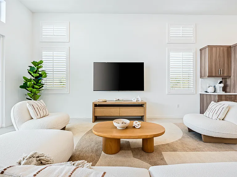 Clean lines and natural light _ the perfect spot for movie nights.