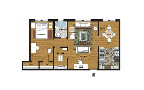 Floor plan 1 Bedroom A