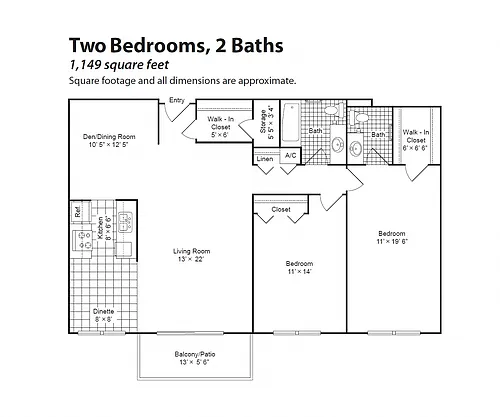 Floor plan 2 Bedroom 2 Bath