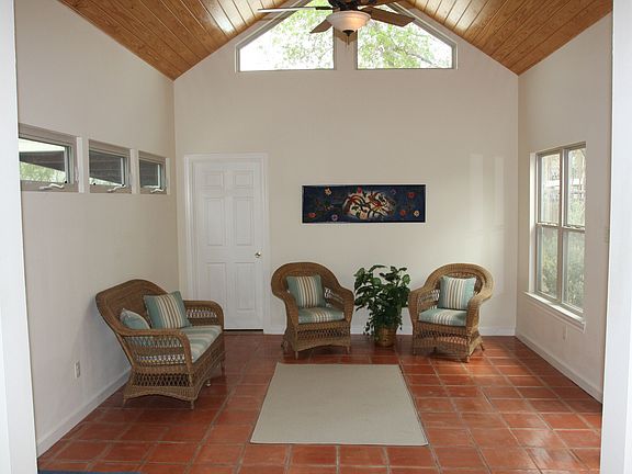 Cathedral ceiling family room