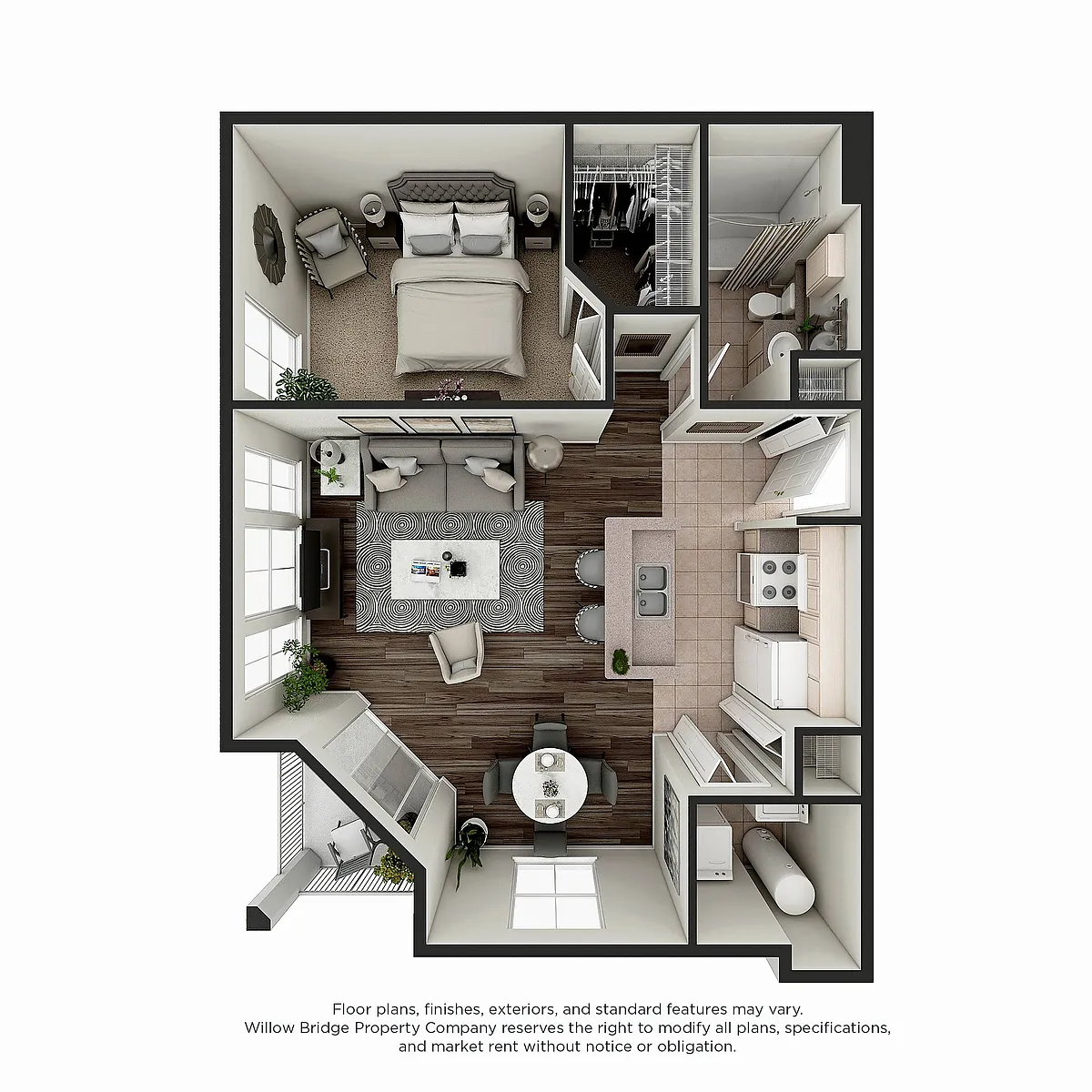 Floor plan Hayworth - 1 BR - 1 BA