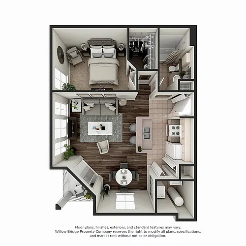 Floor plan Hayworth - 1 BR - 1 BA