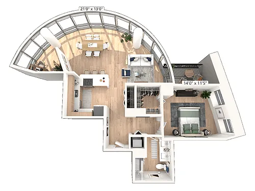Floor plan One Bedroom + Den 10