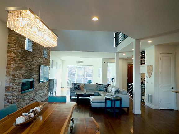 Main floor living + kitchen area