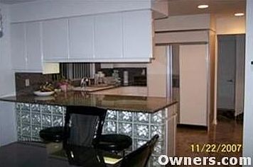 Kitchen area with Subzero fridge