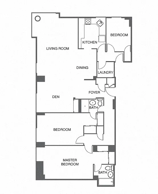 Floor plan 3 Bed, 2 Bath
